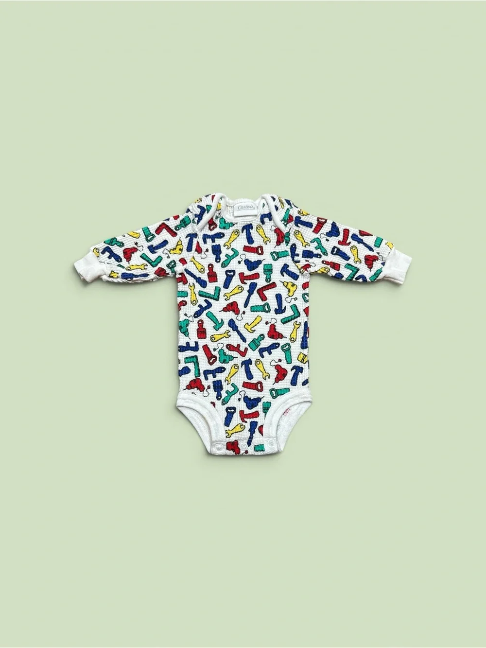 Vintage 90s Carter’s Long Sleeve Thermal One Piece Size 0-6mo NEW Tool Print